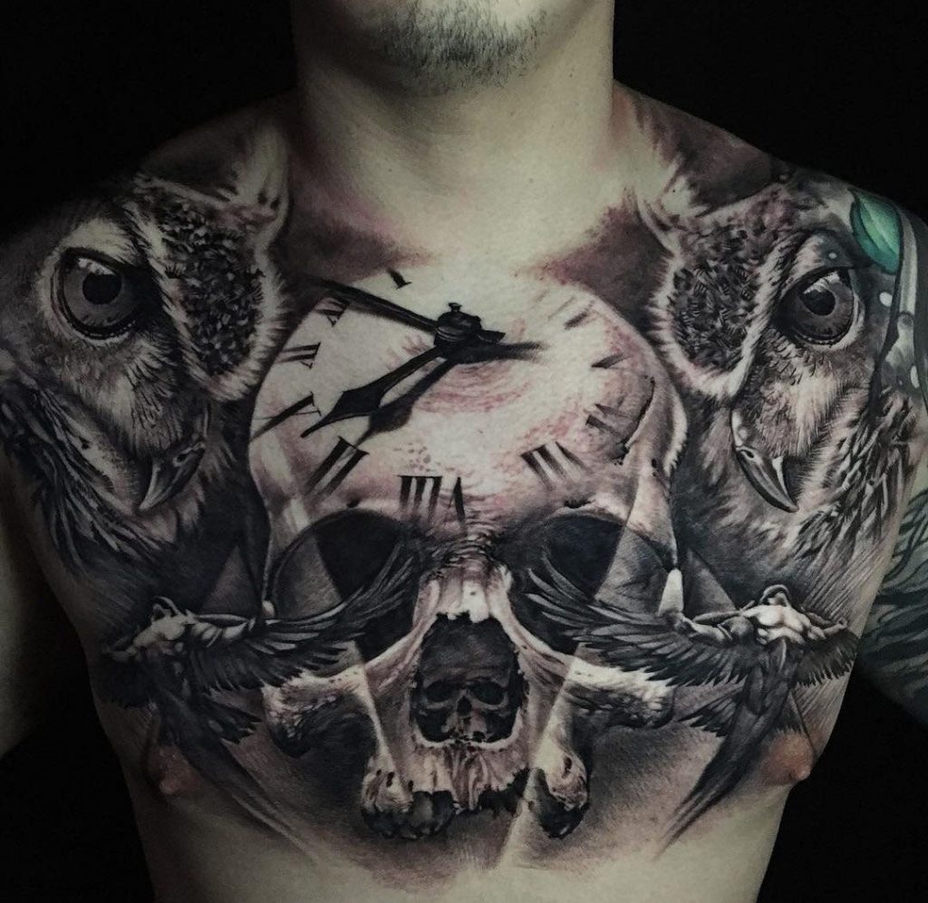 Skull Chest Tattoo