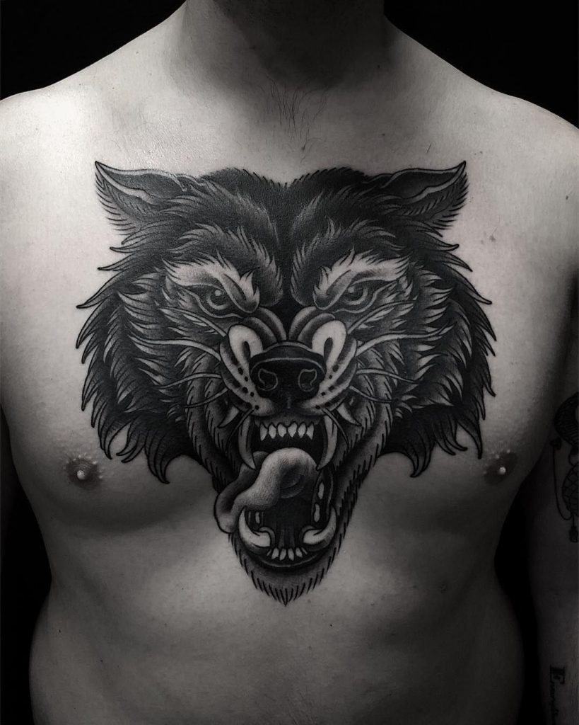 Wolf Chest Tattoo