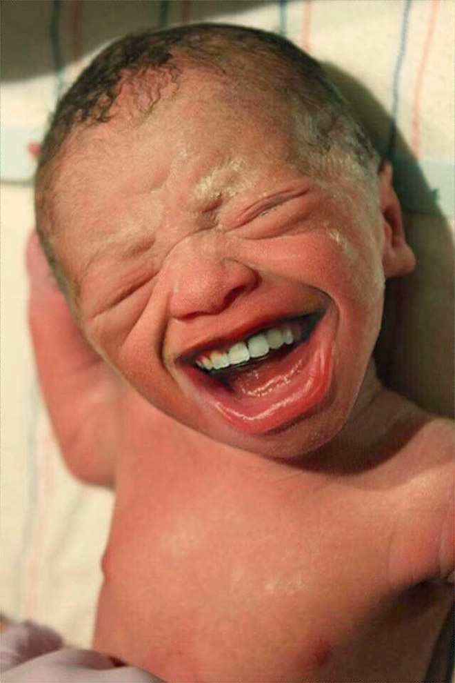 Babies with adult teeth look terrifying.